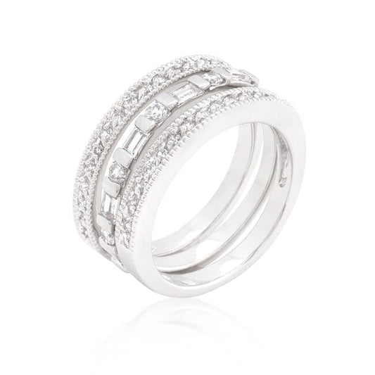 Simple Cubic Zirconia Ring Set  
