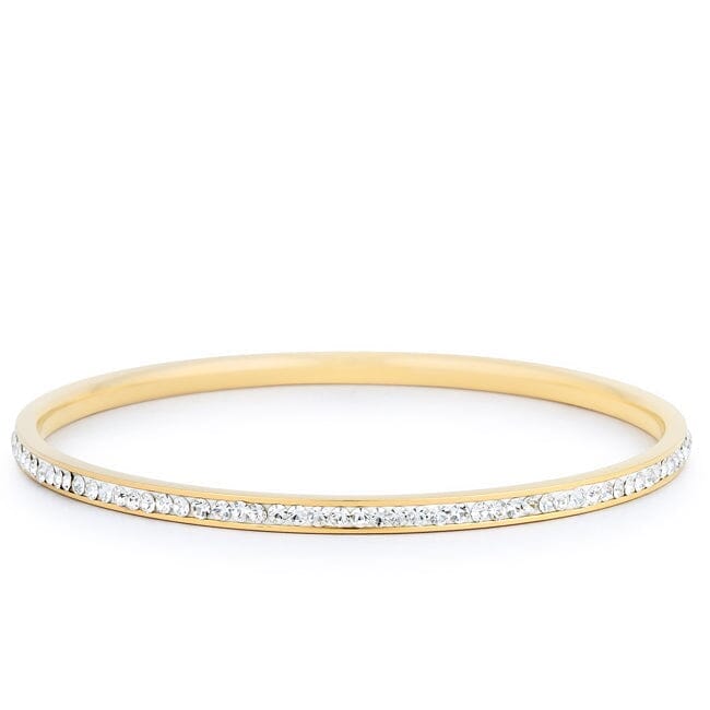 Simple Goldtone Finish Crystal Bangle Bracelets Das Juwel 