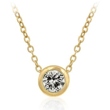 Solitaire Bezel Cubic Zirconia Golden Pendant Pendants Das Juwel 