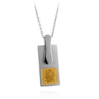 Stainless Steel Floral Silhouette Pendant  