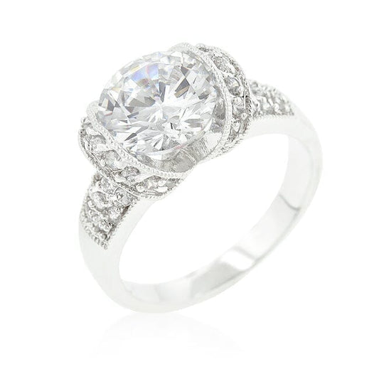 Tension Set Cubic Zirconia Engagement Ring  