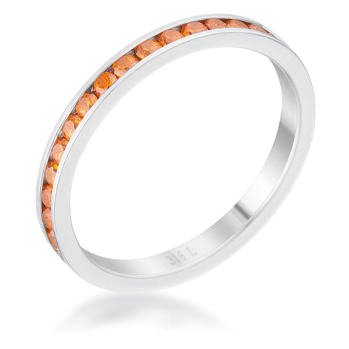 Teresa 0.5ct Orange Cubic Zirconia Stainless Steel Eternity Band Rings Das Juwel 