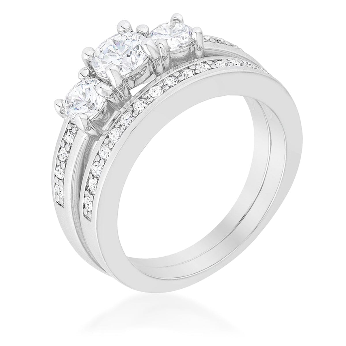 Three Stone Wedding Ring Set Rings Das Juwel 