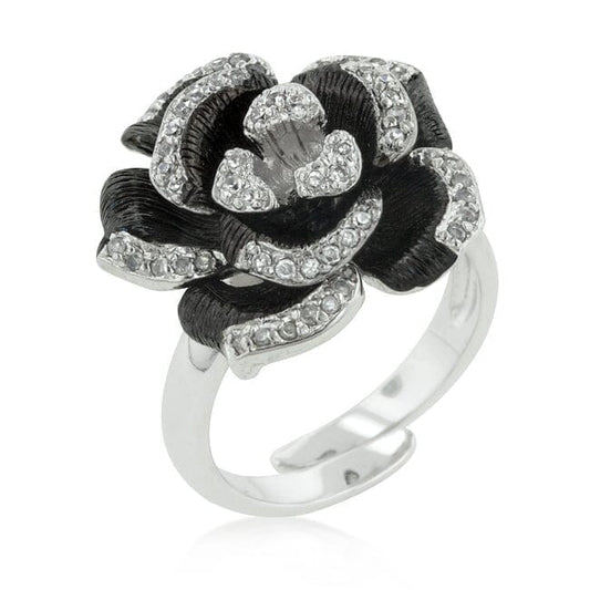 Two-tone Finish Floral Ring with Textured Pedals Rings Das Juwel 