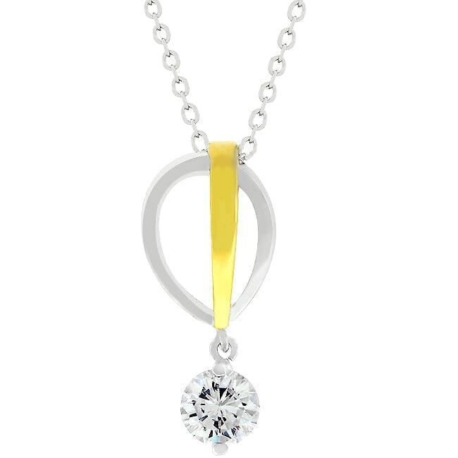 Two-tone Finish Raindrop Cubic Zirconia Pendant Pendants Das Juwel 