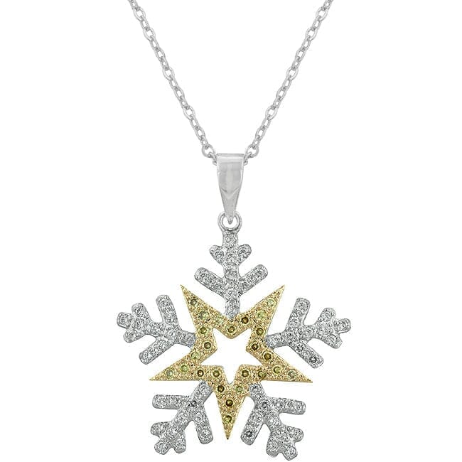 Two-tone Finished Snowflake Pendant  