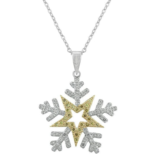 Two-tone Finished Snowflake Pendant  