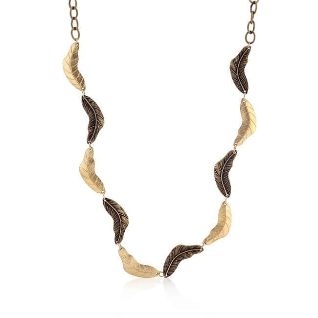 Vintage Leaf Two-tone Finish Necklace Necklaces Das Juwel 