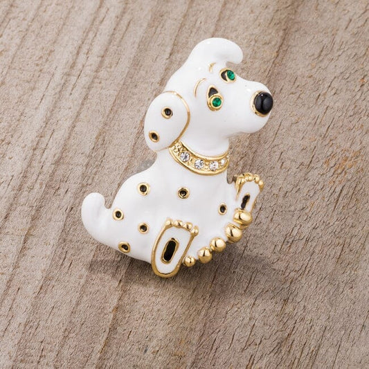 White Dalmatian Brooch With Crystals Brooches Das Juwel 