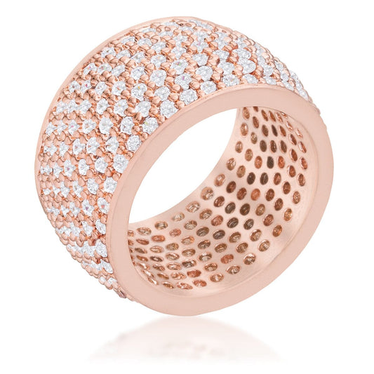 Wide Pave Cubic Zirconia Rose Gold Band Ring Rings Das Juwel 